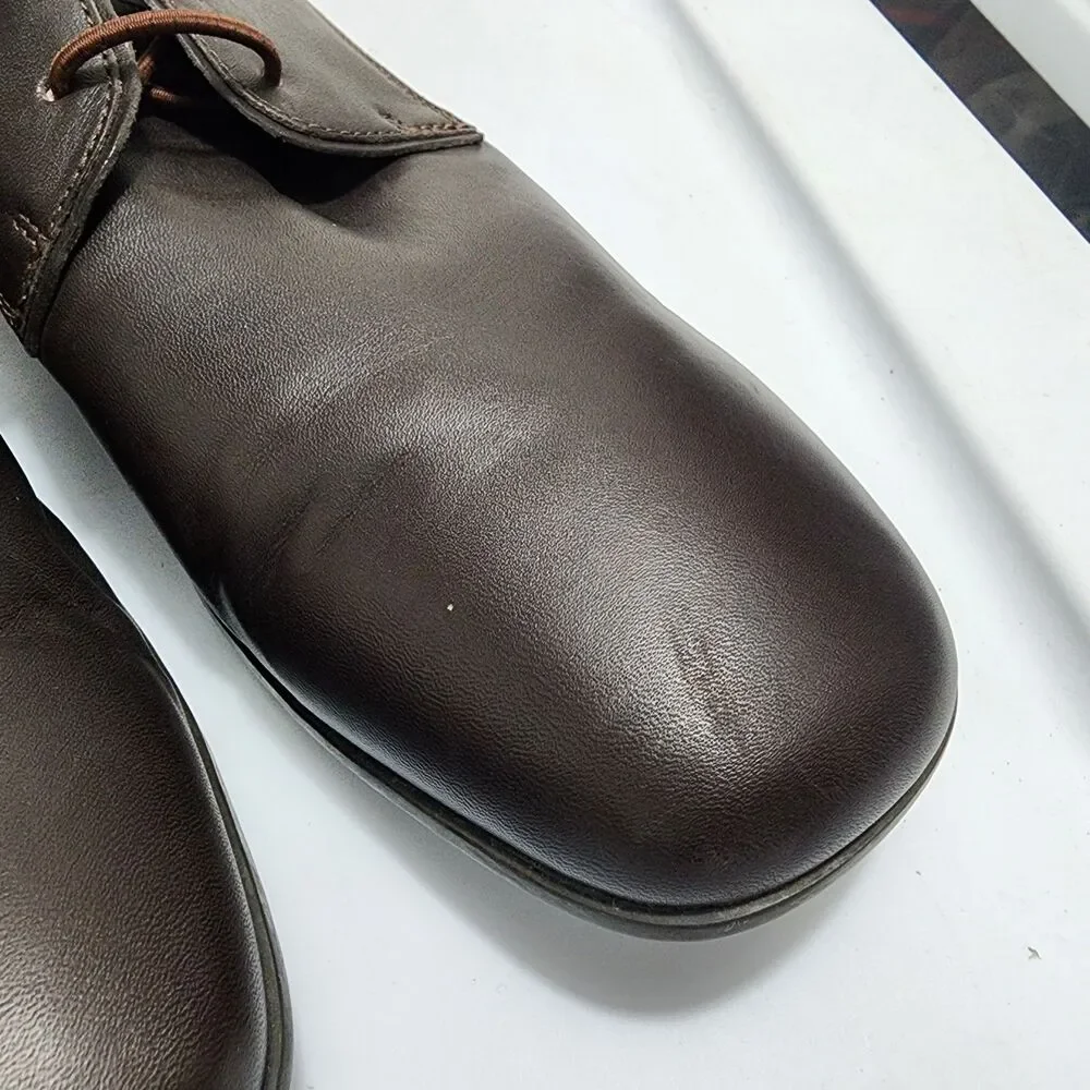 Camper Mauro Derby Shoes Oxford Loafers Brown Leather Toggle Lace EUR 45 US 11